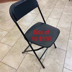 10 Black plastic folding chairs