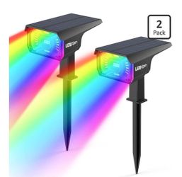 LEREKam Solar Spotlights 2 Pack RGB Color Changing 40 LED Outdoor New