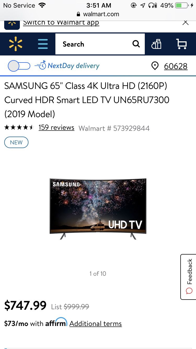 Brand New! Never Used! 65 Inch Curved Samsung 4k Smart Tv