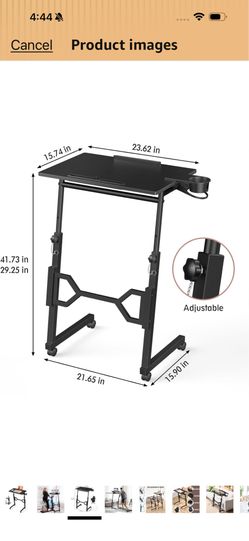 Small Standing Desk with Wheels, Portable Treadmill Desk, Rolling Desk Adjustable Height