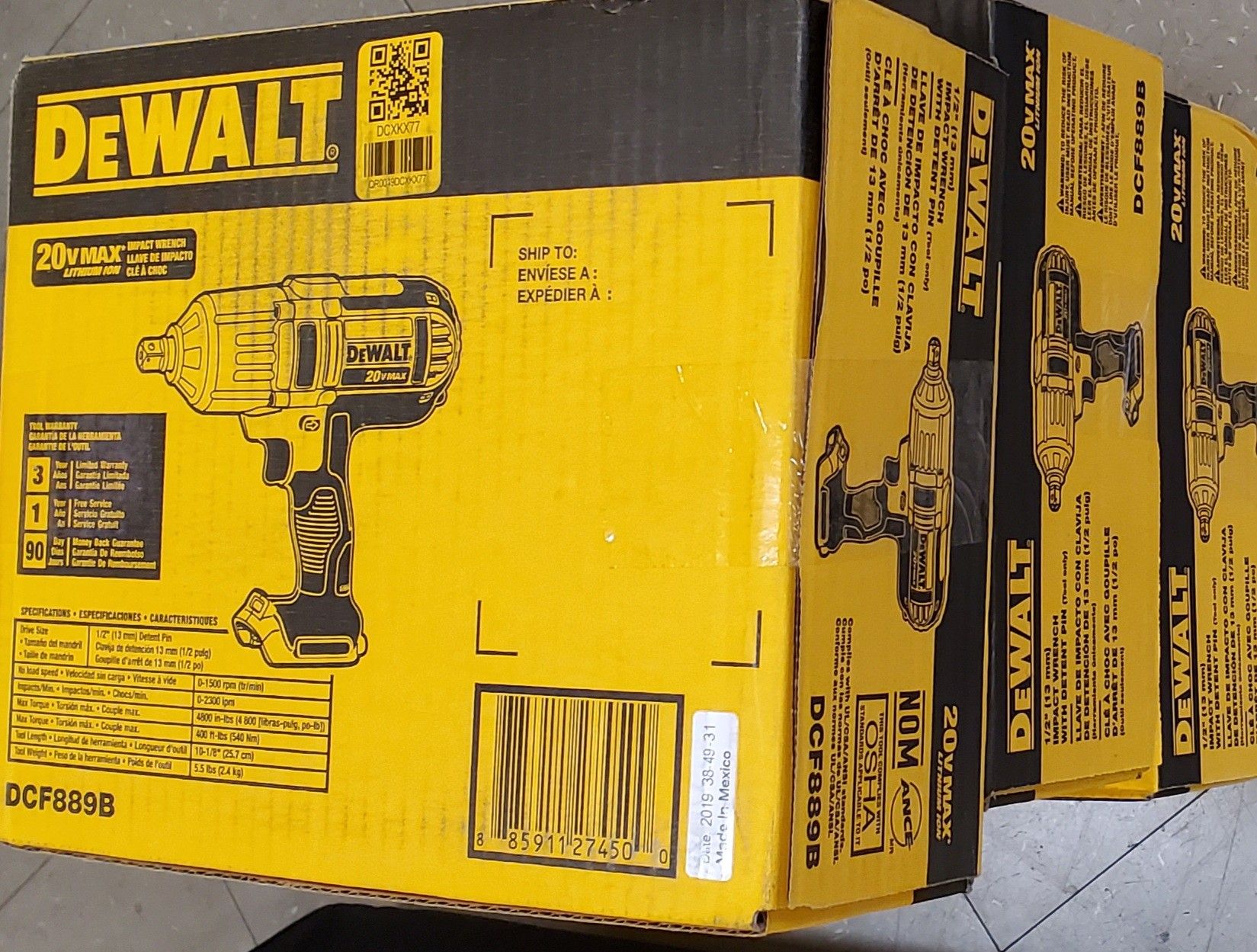 Dewalt 1/2 Impact Wrench 20v Max - TOOL ONLY