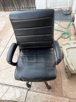 Black Leather Office Chair with Armrests