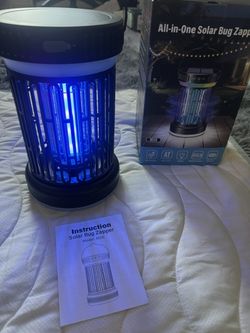 Solar Bug Zapper Lantern M20 – Rechargeable, Indoor/Outdoor w/ LED Light (New)