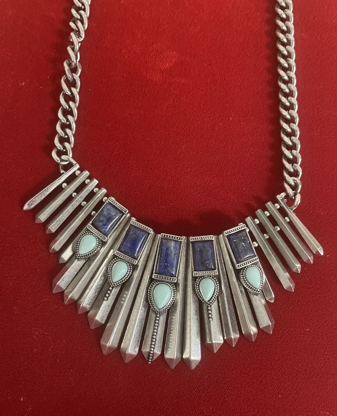 Silver Southwestern Bib Necklace