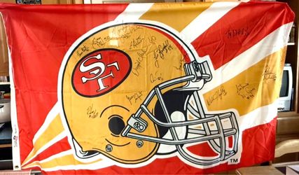 San Francisco 49ers Autographed Banner - 13 Personalized Signatures