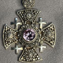 Sterling Silver Jerusalem Cross Pendant 