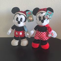 Disney Animated Christmas Classic Minnie Mouse  and Mickey  mouse Side Stepper OBO