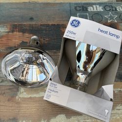 GE 250 Watt Heat Lamp 120v BR40 Heat Lamp Bulbs Glass Incandescent light for Reptiles Chicks Food Puppies Bathroom E26 Base