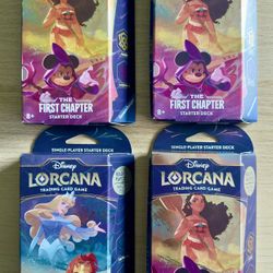 New Disney Lorcana Trading Card Game TCG First Chapter Starter Deck Set Lot of 4