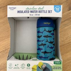 Bentgo Kids Stainless Steel Water Bottle, Leak-Proof, 14 oz, Bite & Sip