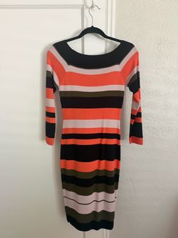 Striped Knit Bodycon Midi Dress