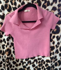 Women knit crop polo top