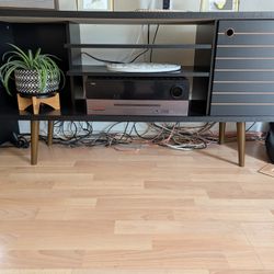 Black TV Stand Entertainment Center Console Media Cabinet 