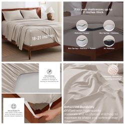 Deep Pocket King Sheet Set - Fits Mattresses Up to 21 Inches Thick - 4 Piece GentleSoft Bed Sheets, Moisture Wicking, Soft & Cooling Bedsheet & Pillow