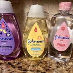 Set Of 3 Johnson’s Baby Bath.13.6oz•Wash & Shampoo•10.2oz•oil •14oz•all For $12
