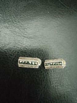Vintage Sterling Silver Earrings with stones marked 925 collectable 