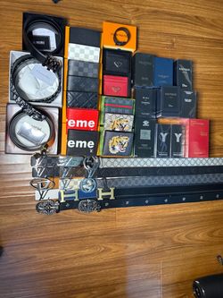 Designer belts, wallets, and colognes