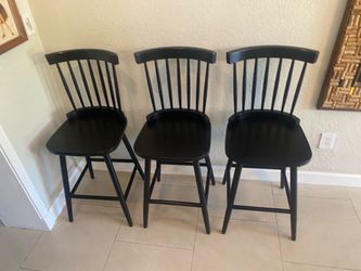 Black Wood Counter Stools (3)