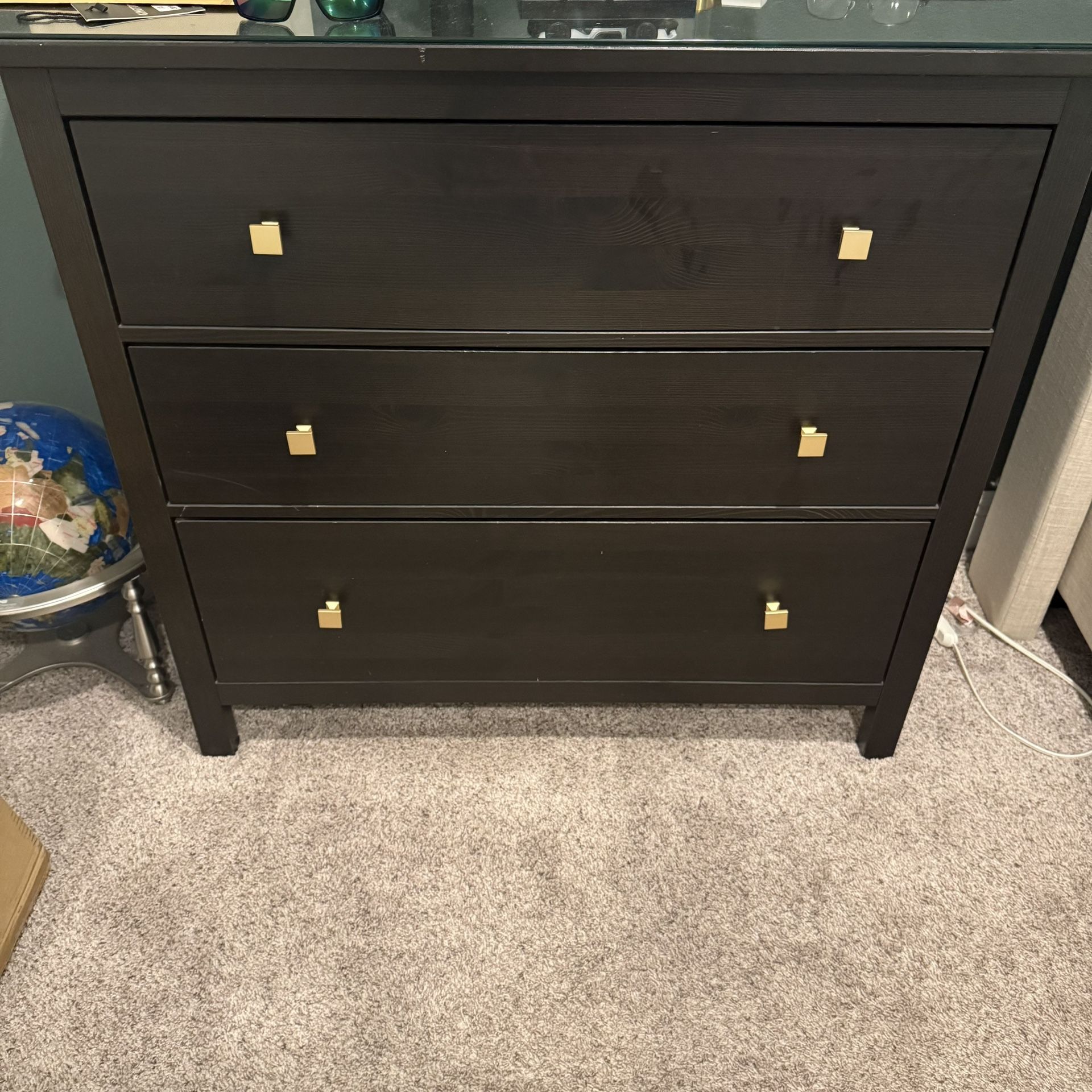 Hemnes 3 Drawer Black Brown 