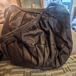 Buttery Soft Rich Brown Leather Quilted, Crossbody Hobo Bag
