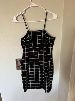 Black and White Grid Mini Dress