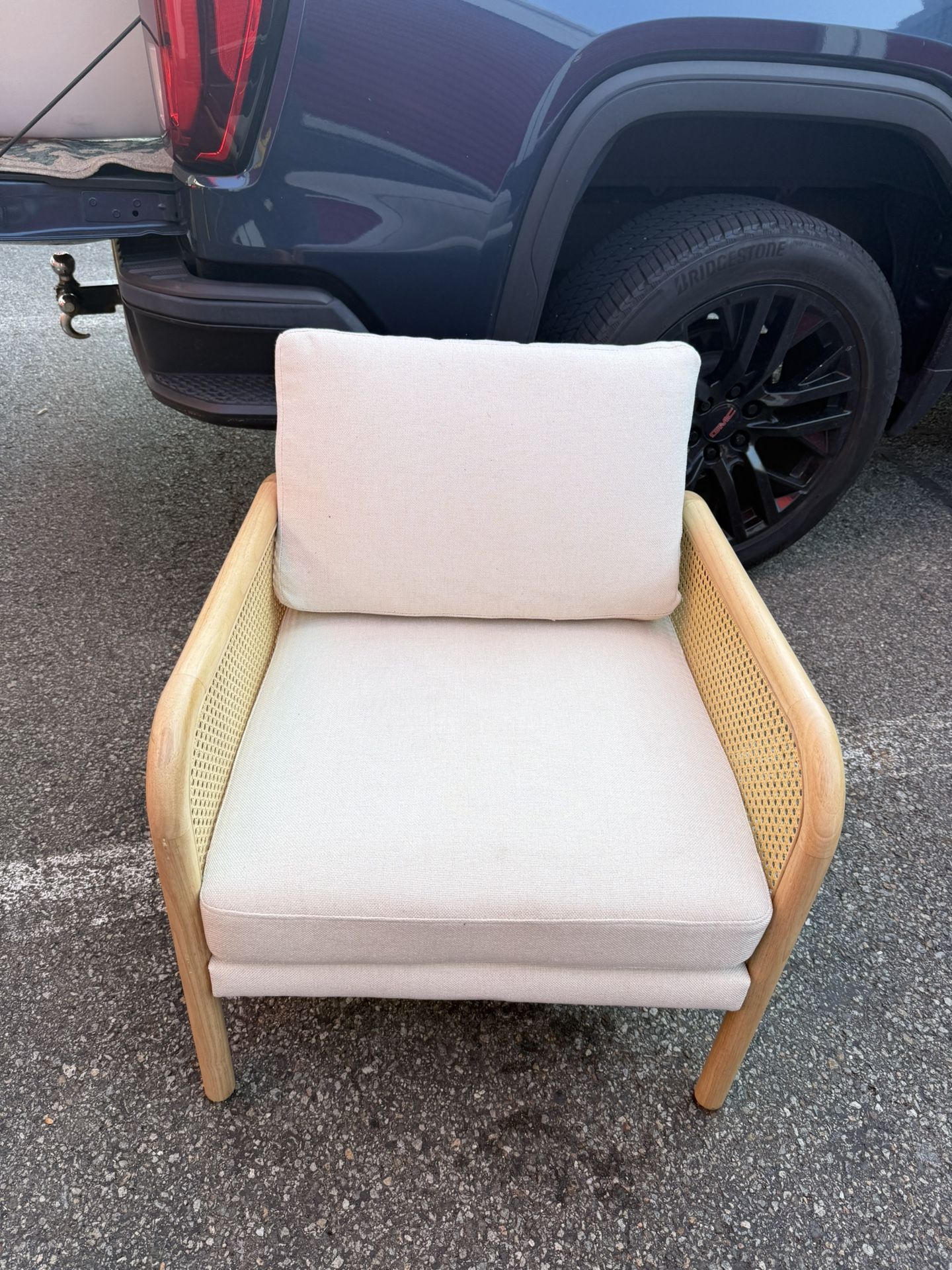 Cane Back Accent Chair - Cream