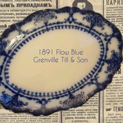 Greville, Till, & Son 1891 Flow Blue Serving Platter 