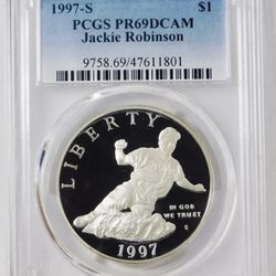 1997 S Commemorative "Jackie Robinson" Silver Dollar PCGS Gem Proof 69DCAM