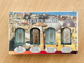 Jerusalem Holy Land Collection Souvenir Set: Holy Oil, Soil, Water, Incense