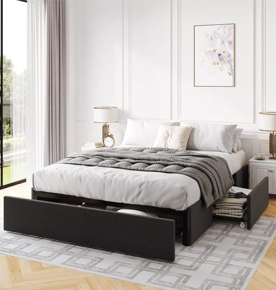 Queen Bed Frame With Storage!