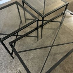 3-Piece Glass Coffee Table & End Table Set