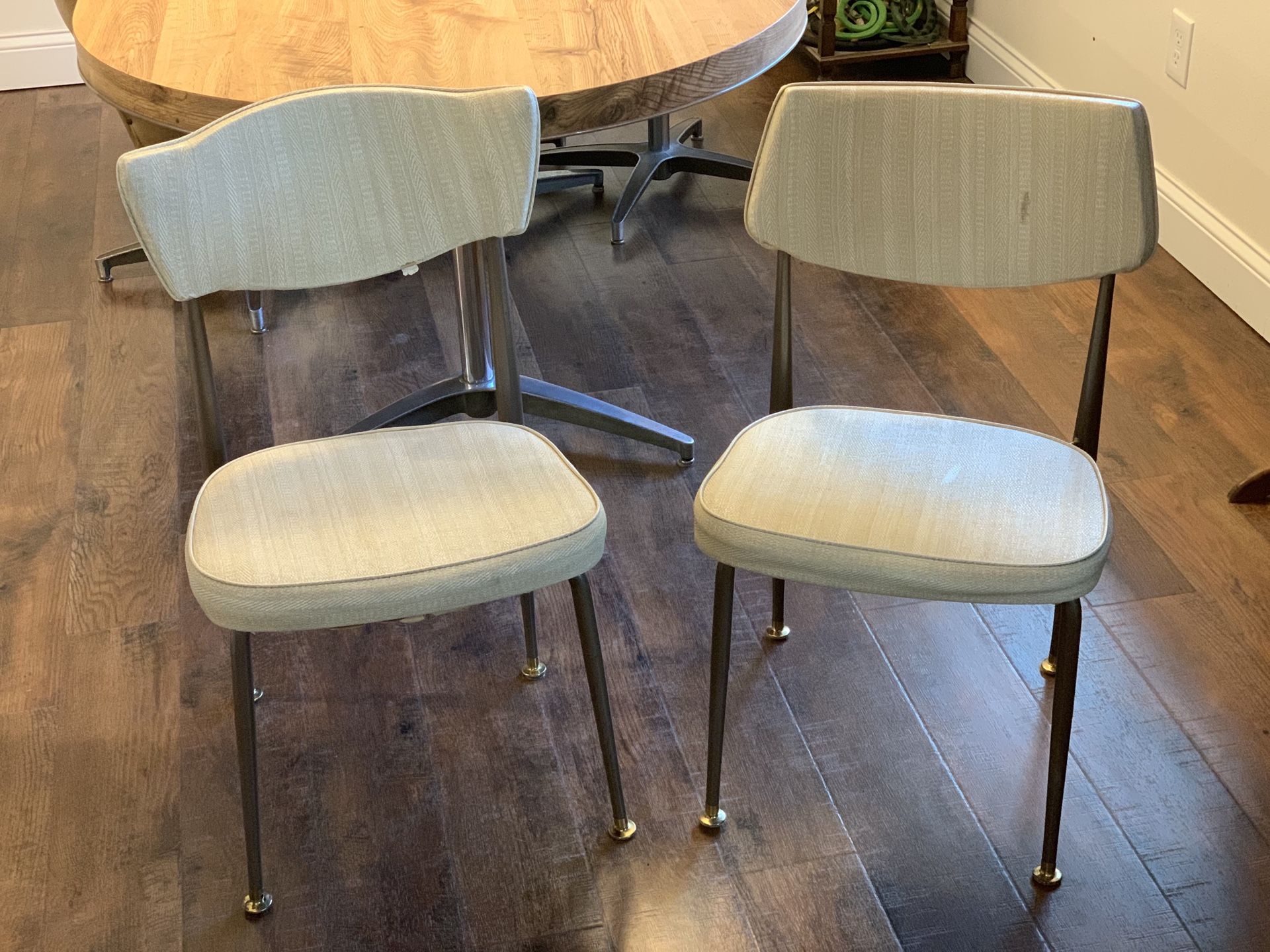 Set of Two White and Gold Virtue Bros. Vintage Retro Chairs