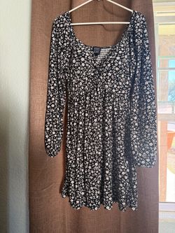 Black Floral Long Sleeve Mini Dress