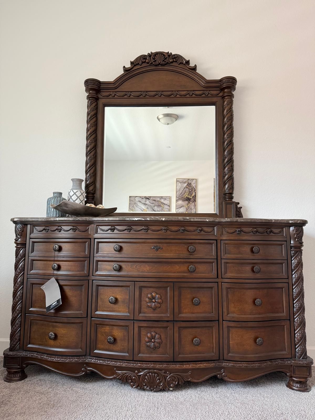 Wood Dresser And mirror From Ashley