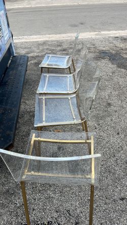 Dining chairs CB2 4 chairs gold lucite acrylic