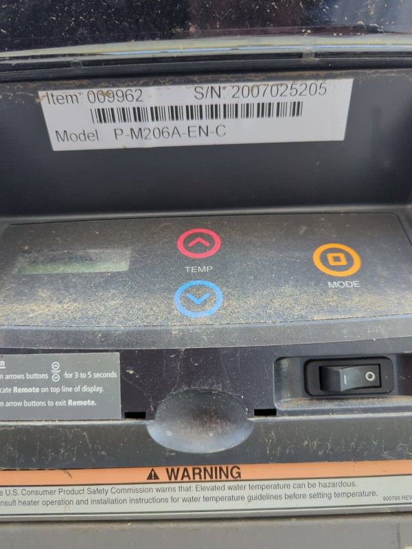 Pool Heater, Rheem Model PM206A -EN - C