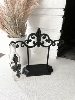 Glass Decorative Vase With Metal Flower