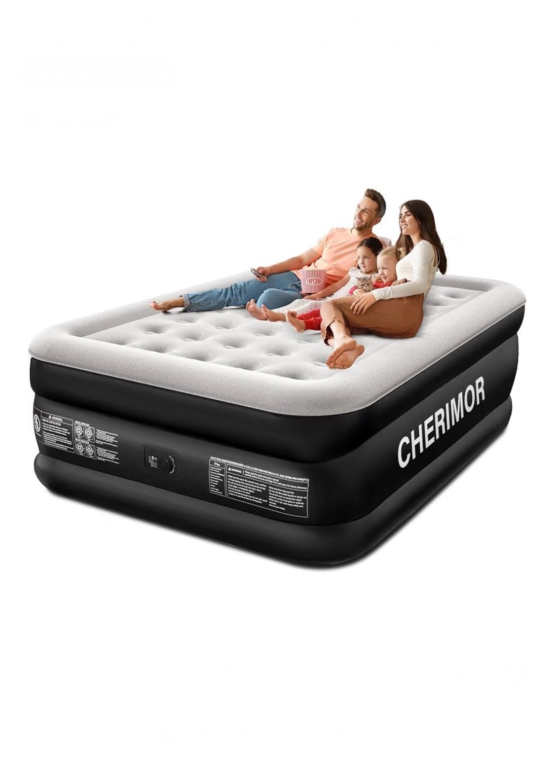 Queen Air Mattress, 18" Raised Comfort Inflatable Bed with Built-in Pump 3-Min Inflation Upgraded Honeycomb Pillar Design 48Hr Leak-Proof Test Suppor