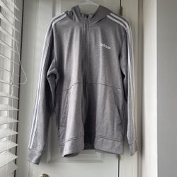 Gray Adidas Zip Up Hooded Sweatshirt 