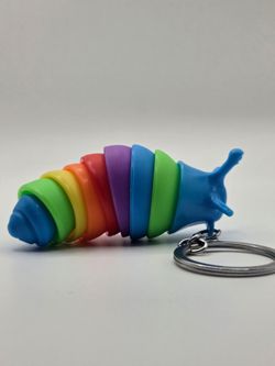Caterpillar Keychain blue rainbow