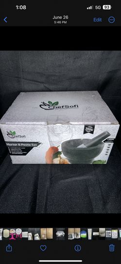 ChefSofi Extra Large 8 Inch 5 Cup-Capacity Mortar and Pestle Set