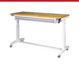 NEW IN BOX Shop Husky Tool Storage 62 in. W White Adjustable Height Work Table with 2-Drawers