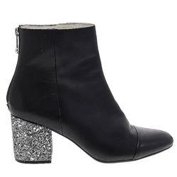 1901 Glitter Block Heel Leather Booties