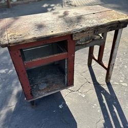 Vintage Primitive Wood Desk 