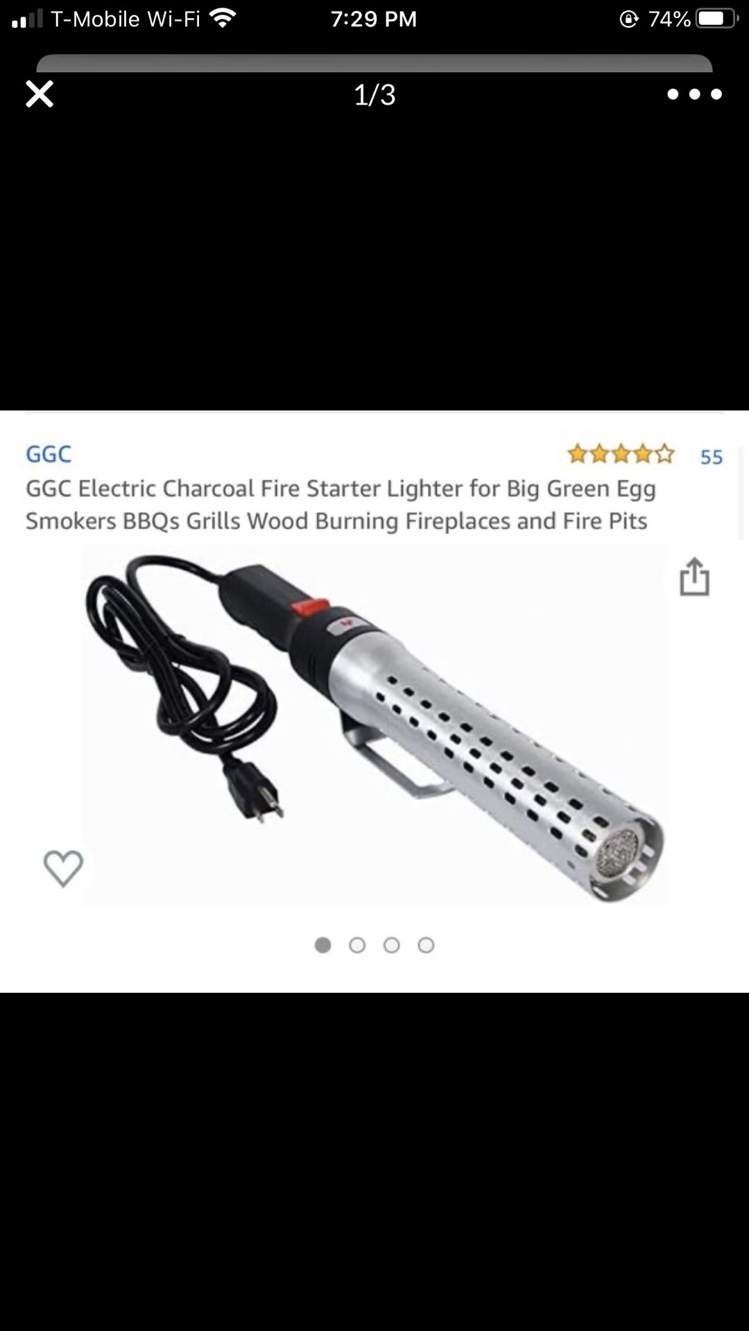 NEW- GGC Electric Charcoal Fire Starter Lighter for Big Green Egg Smokers BBQs Grills Wood Burning