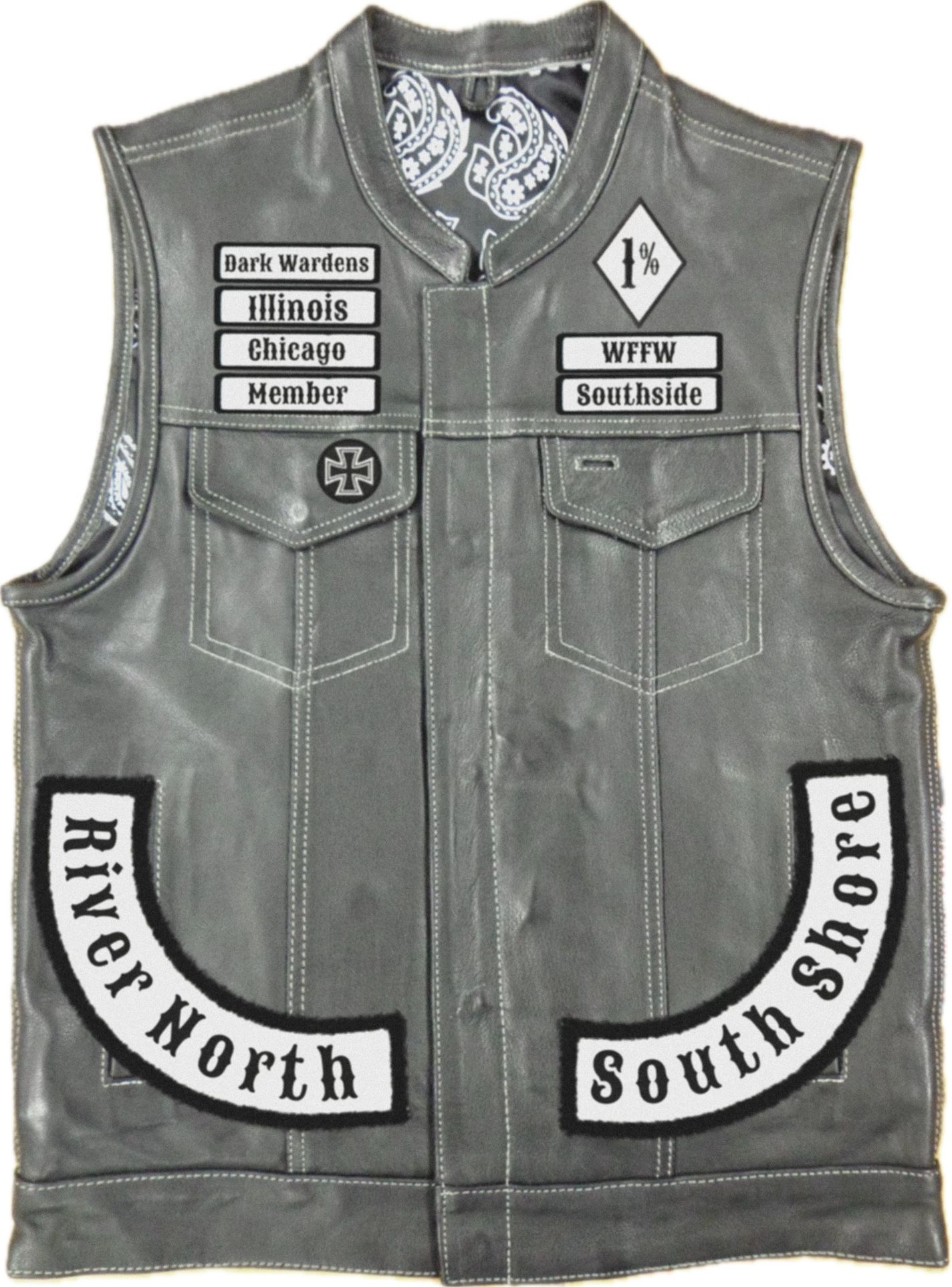 Cool Leather Vest With Patches