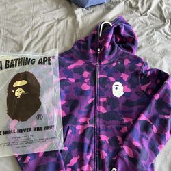 BAPE A Bathing Ape zip up Jacket Size Large 