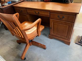 Oak Desk and Chair
