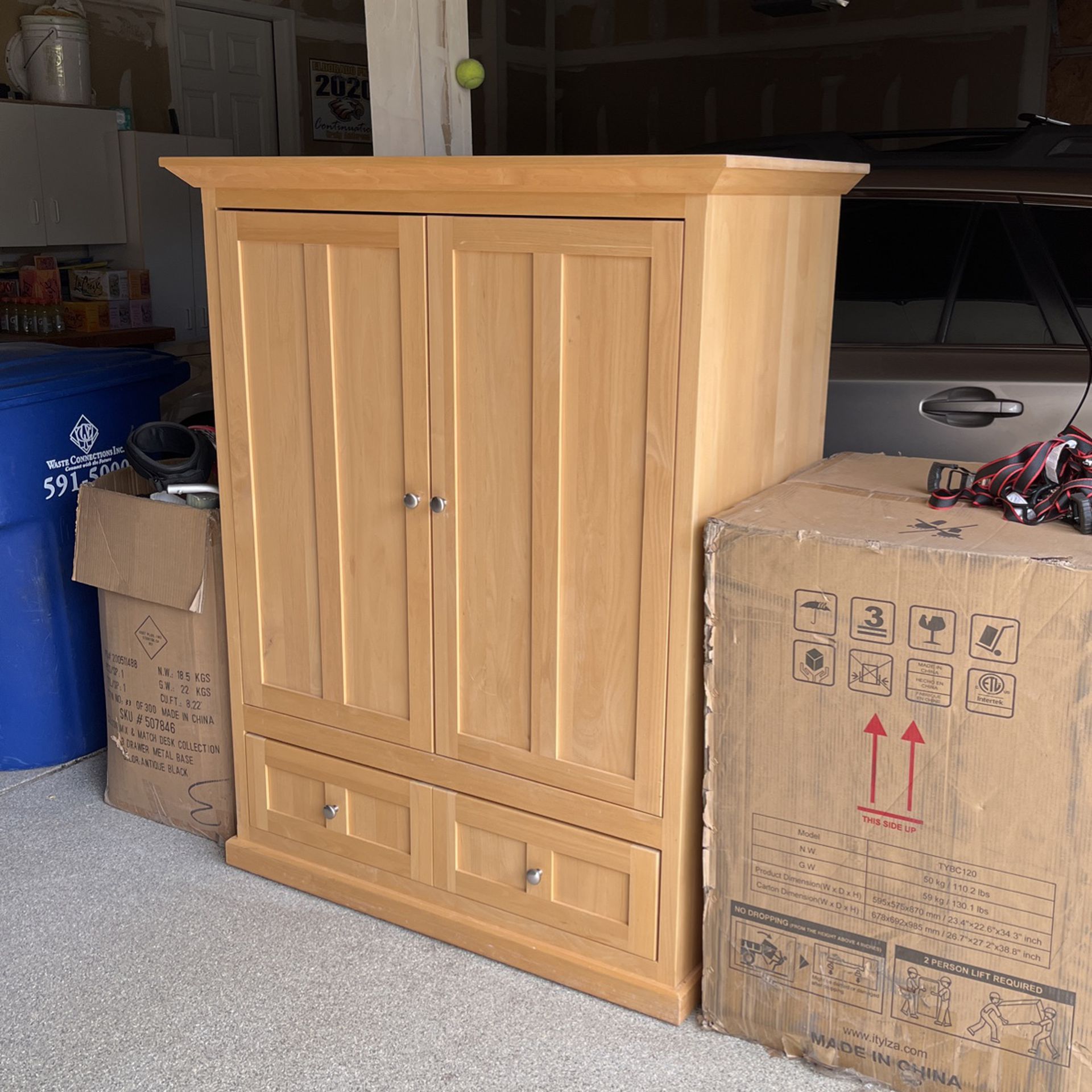 Armoire / Entertainment Center - With 2 Side Display Cases