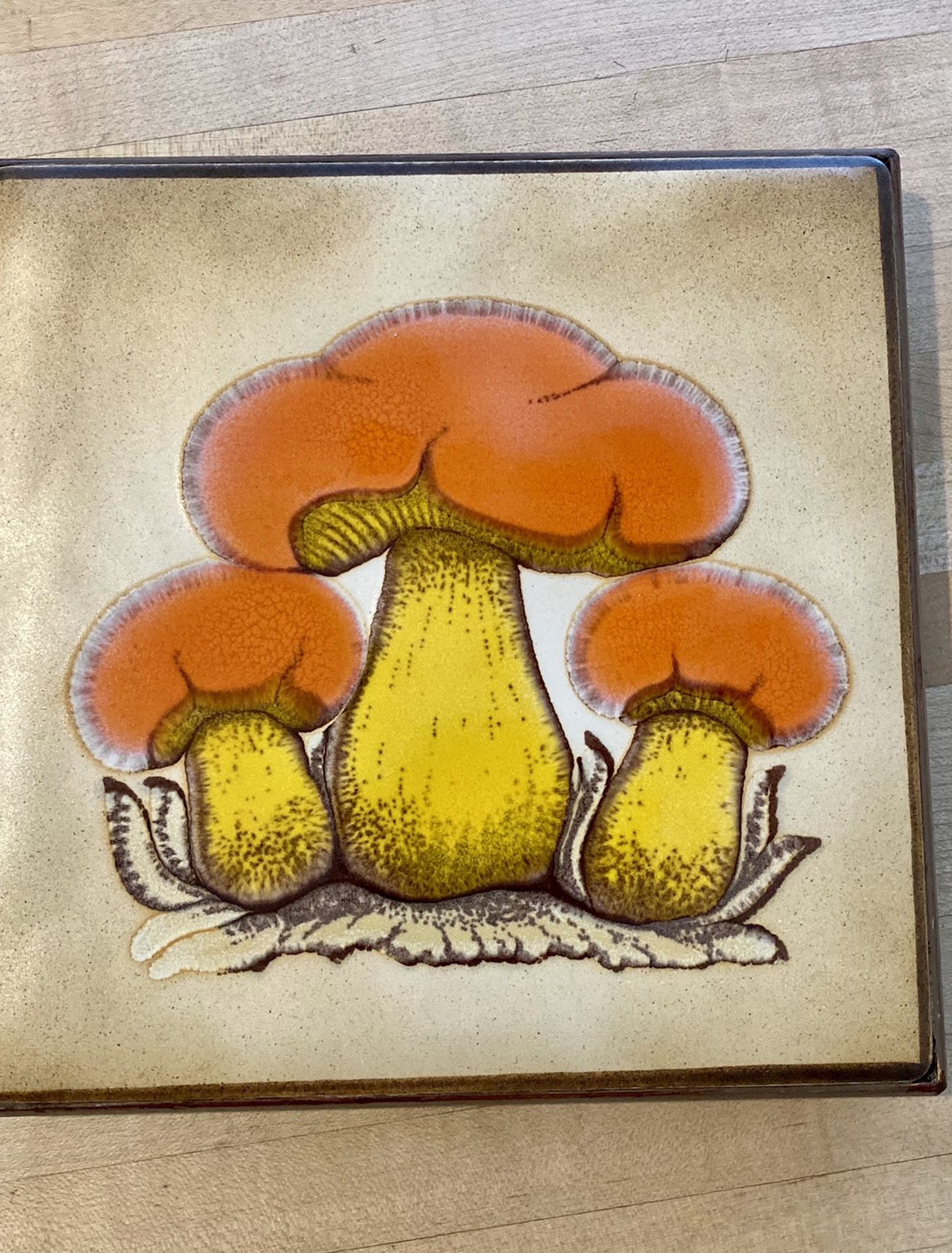 Mushroom Tile Trivet Hippie 1960’s Vintage